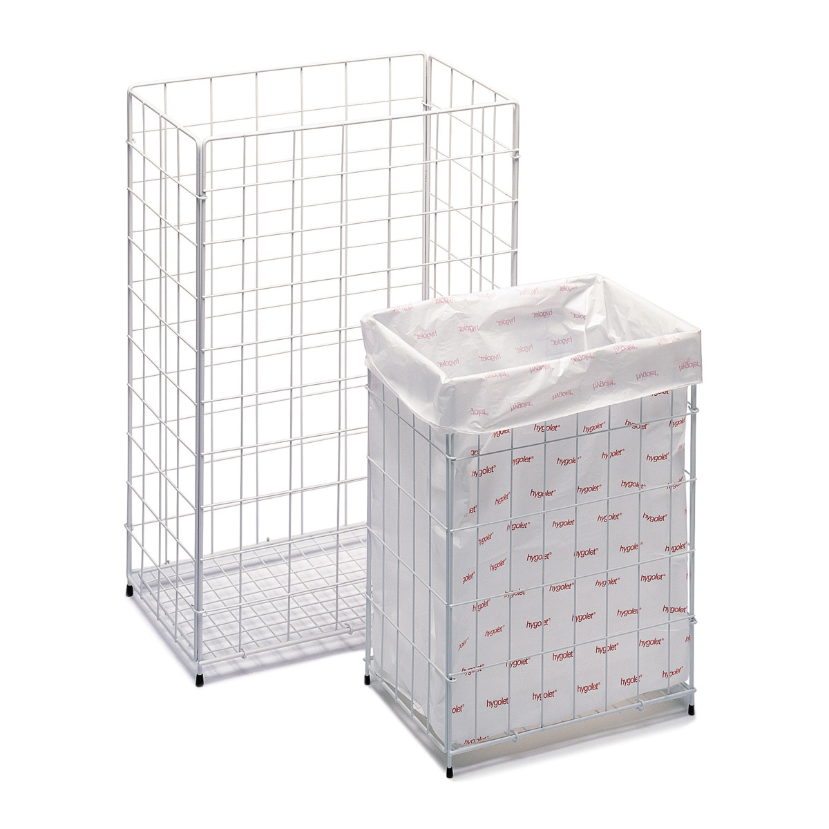 Wire waste basket, 30 litres, white Hygolet